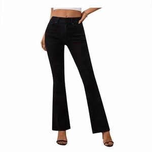 OFLUCK Bell Bottom Stretchy Mid Waisted Trendy Flare Curvy Denim Jeans-NWT